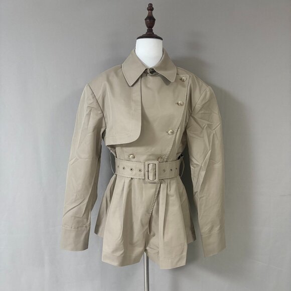 Helsa Women's Twill Cropped Trench Coat - Picture 6 of 16